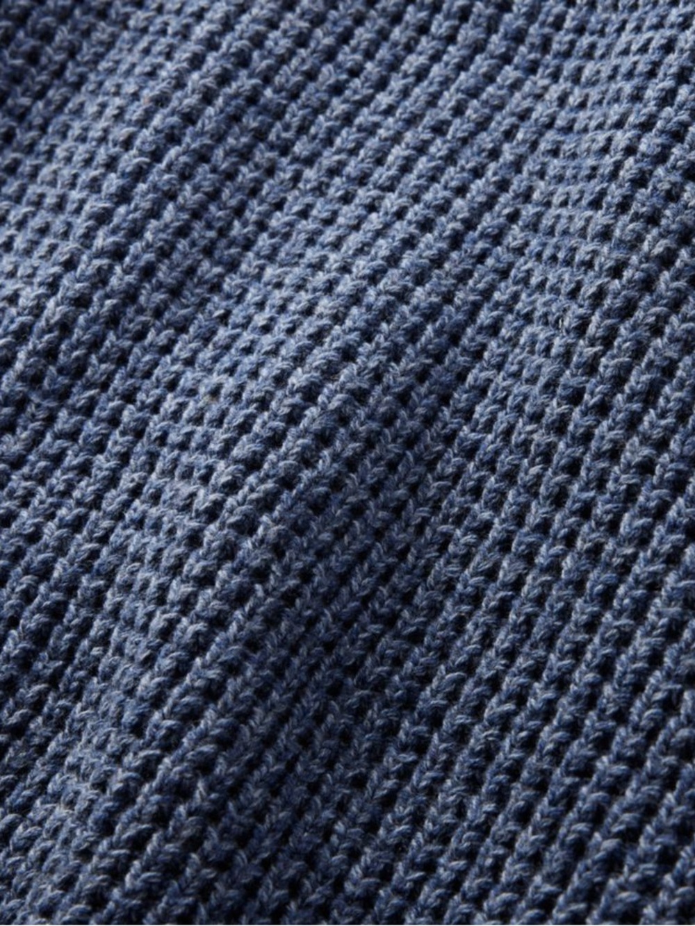 Men's Blue Organic Cotton Waffle Sweater - Picture 3 of 6